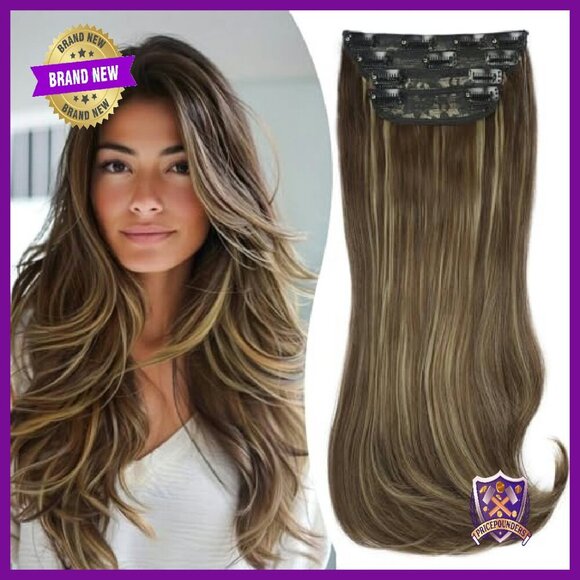 20 Inch Synthetic Hair Extensions 4 Piece Set Clip In Layered main image 2